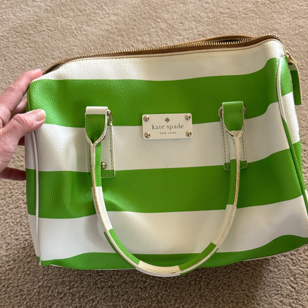 Kate Spade Bold Green and White Satchel